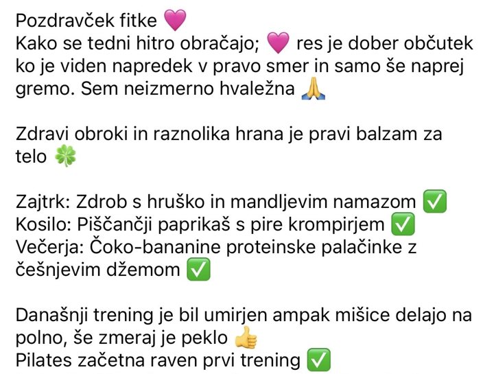 Objava članice v skupnosti Fit akademije