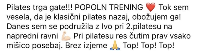 Objava članice v skupnosti Fit akademije